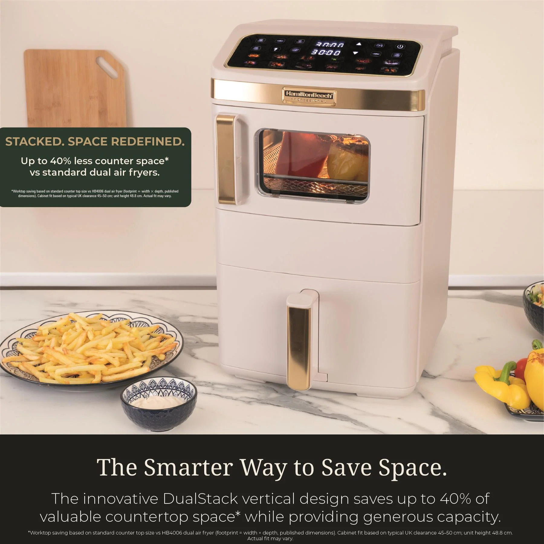 Hamilton Beach Professional DualStack 14.5L Air Fryer Oven - Stone & Brushed Brass - Image 5