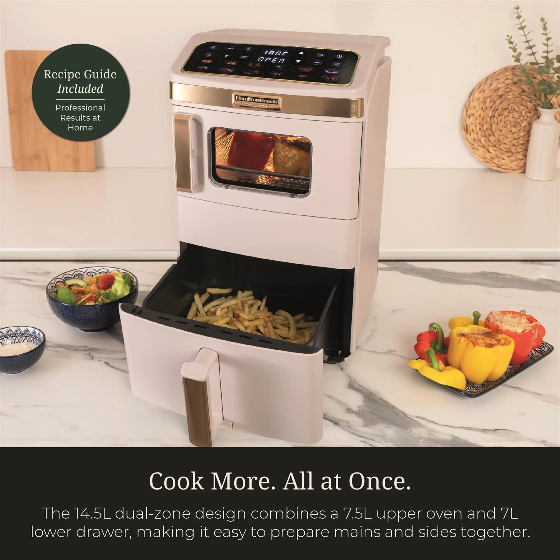 Hamilton Beach Professional DualStack 14.5L Air Fryer Oven - Stone & Brushed Brass - Image 7
