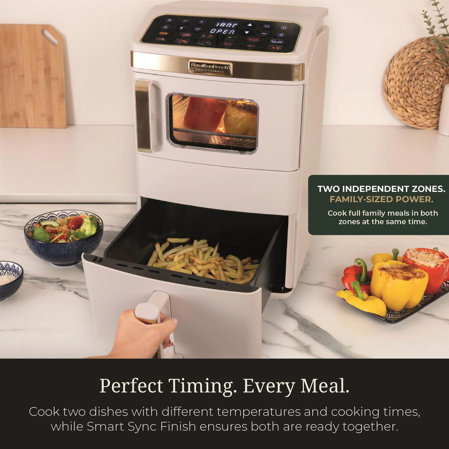 Hamilton Beach Professional DualStack 14.5L Air Fryer Oven - Stone & Brushed Brass - Image 9