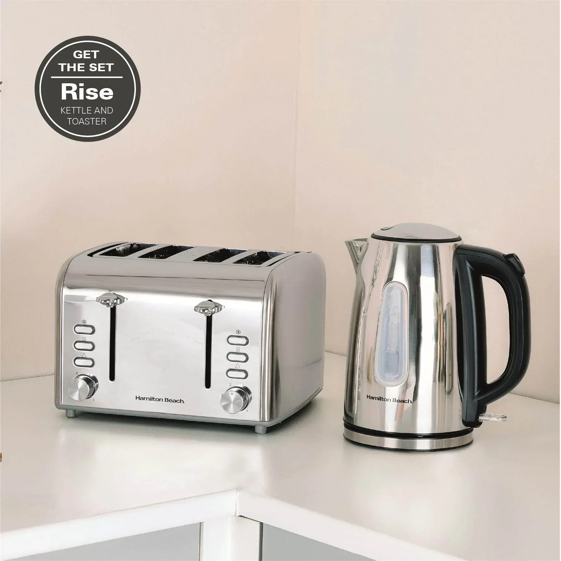 Hamilton Beach Rise Kettle & 4 Slice Toaster Set - Polished - Image 5