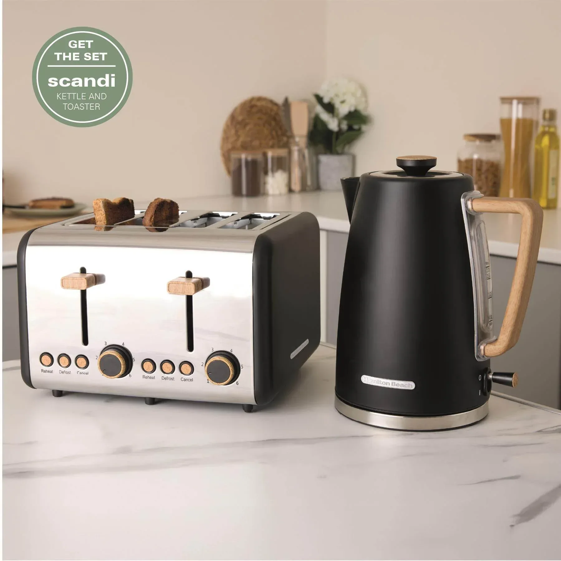 Hamilton Beach Scandi 1.7L Kettle - Matte Black with Wood Effect - Image 11