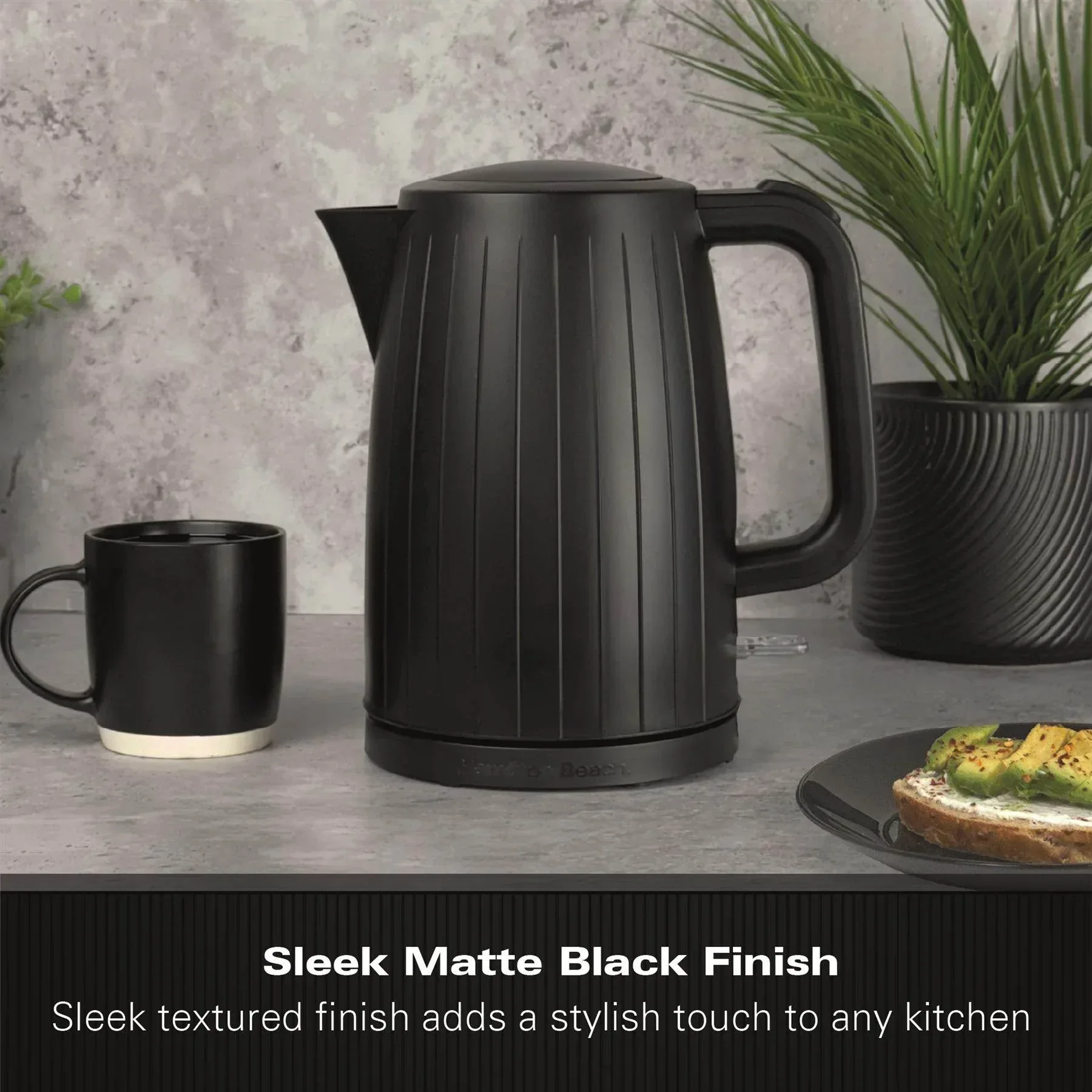 Hamilton Beach Stealth 1.7L Textured Kettle - Matte Black - Image 6