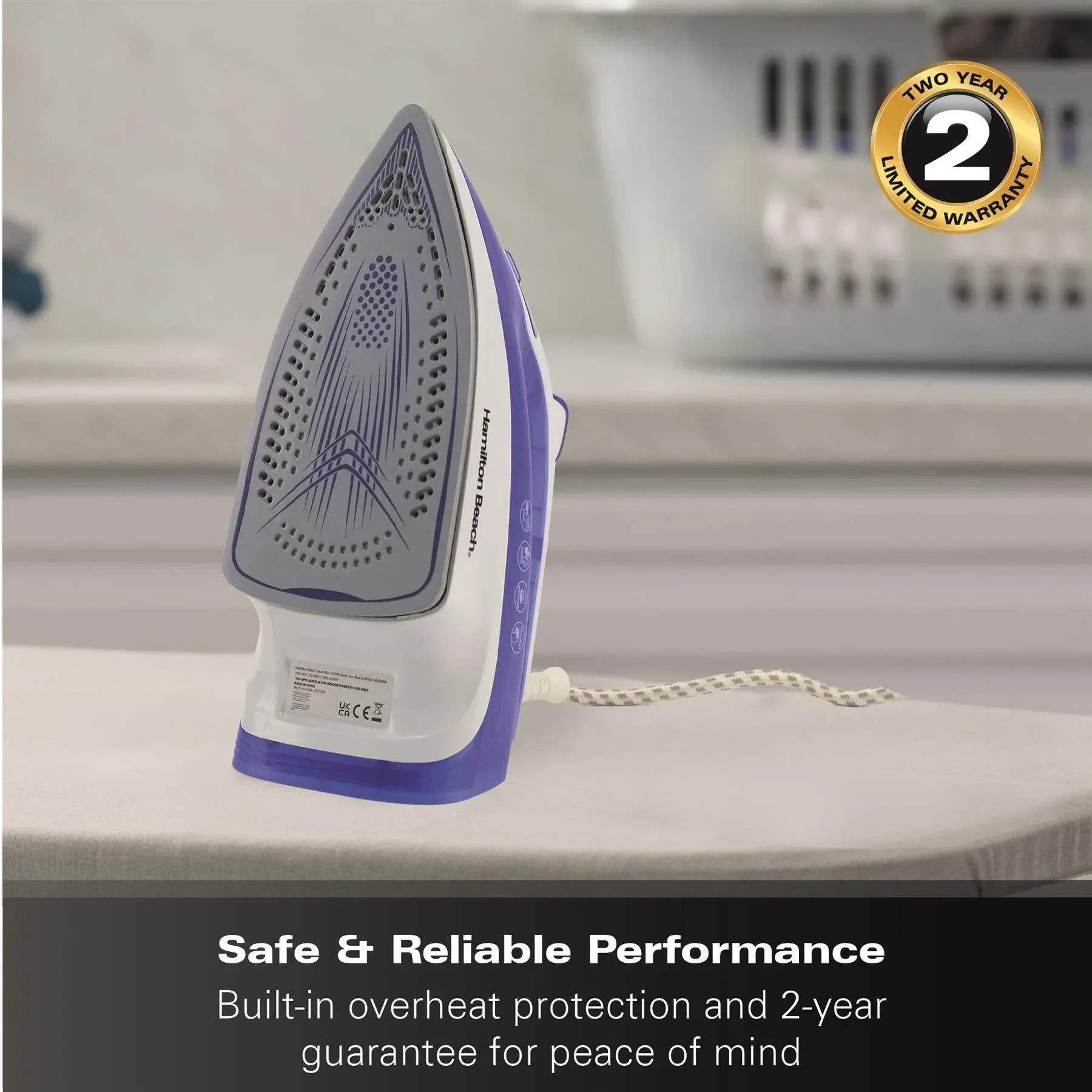 Hamilton Beach SteamMax 2200W Steam Iron - Blue & White - Image 10