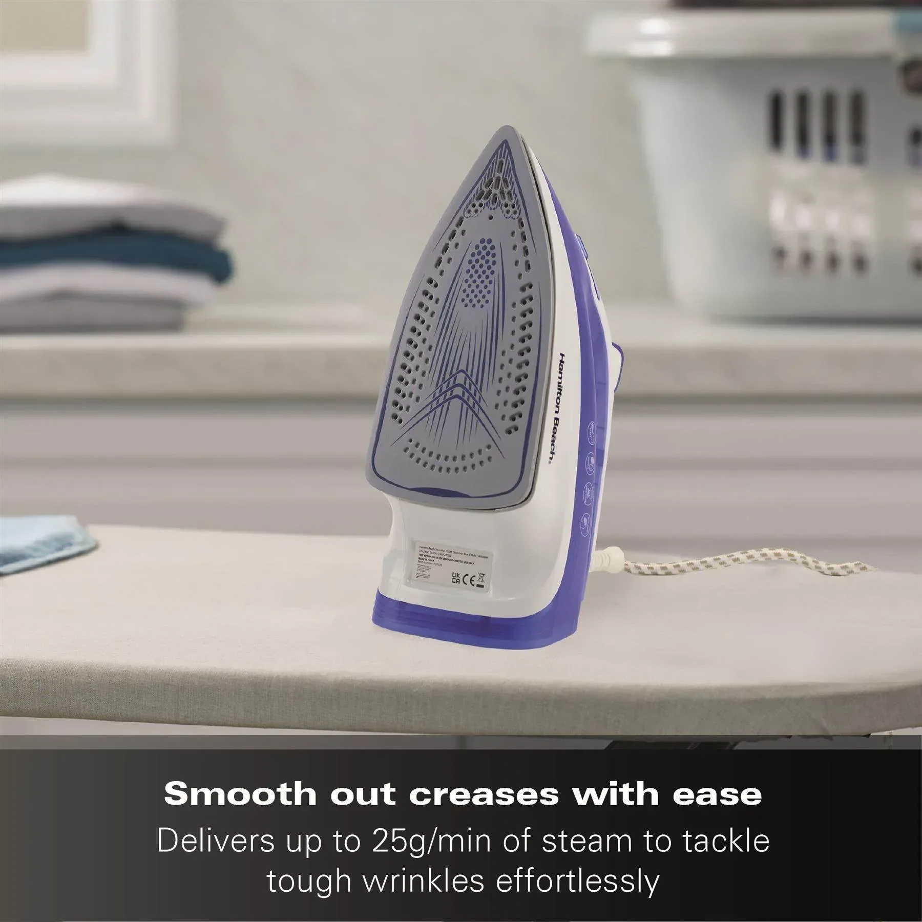 Hamilton Beach SteamMax 2200W Steam Iron - Blue & White - Image 3