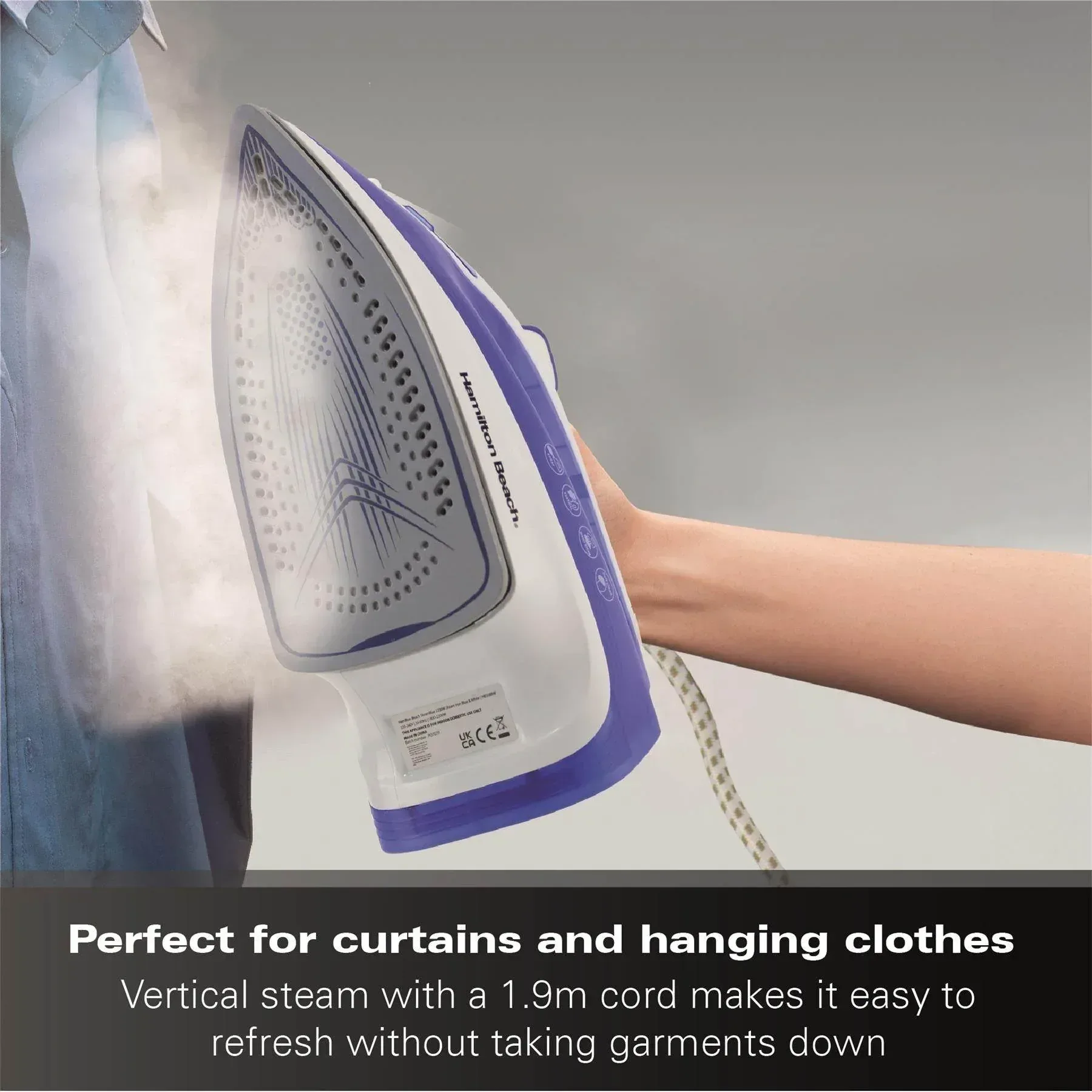Hamilton Beach SteamMax 2200W Steam Iron - Blue & White - Image 5