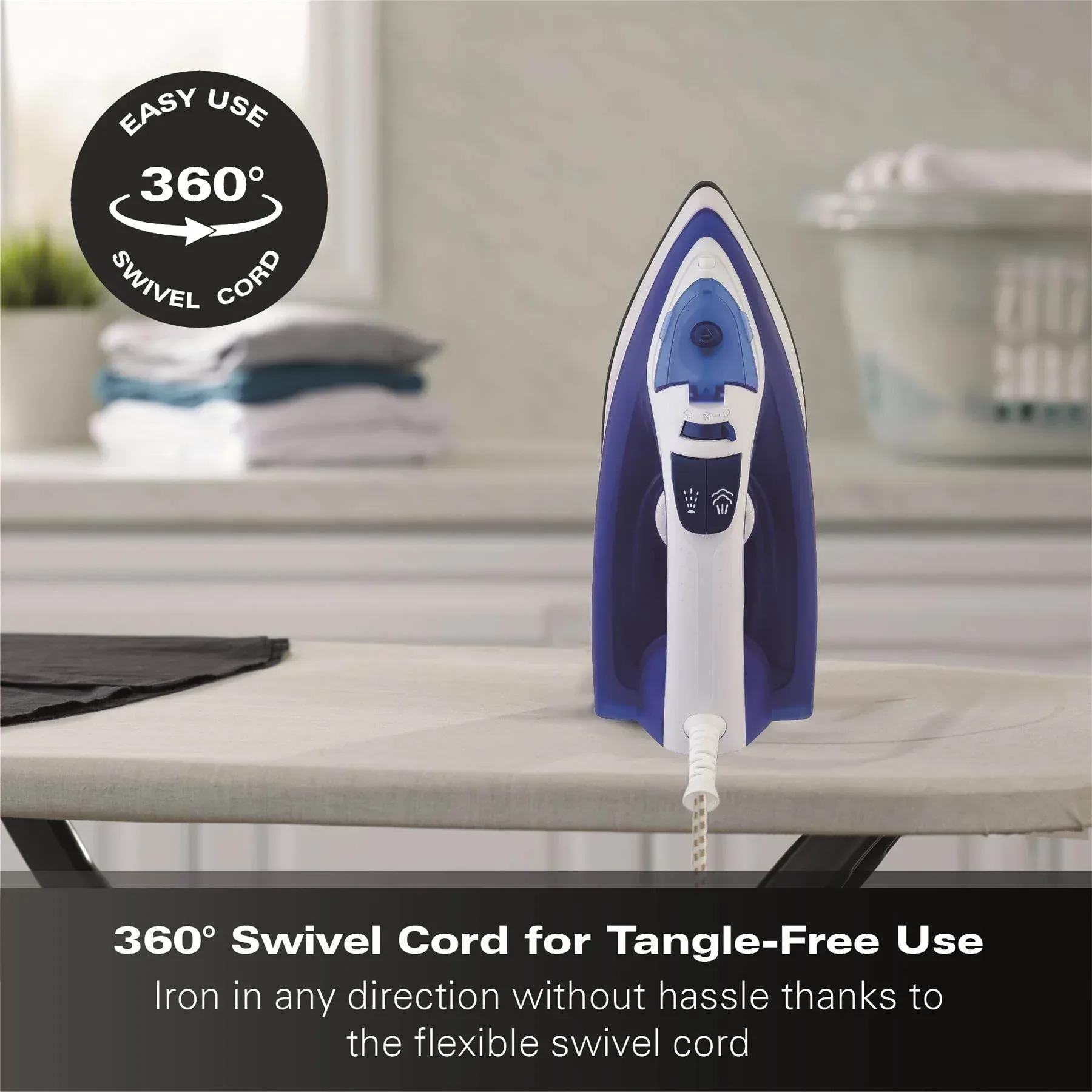 Hamilton Beach SteamMax 2200W Steam Iron - Blue & White - Image 8
