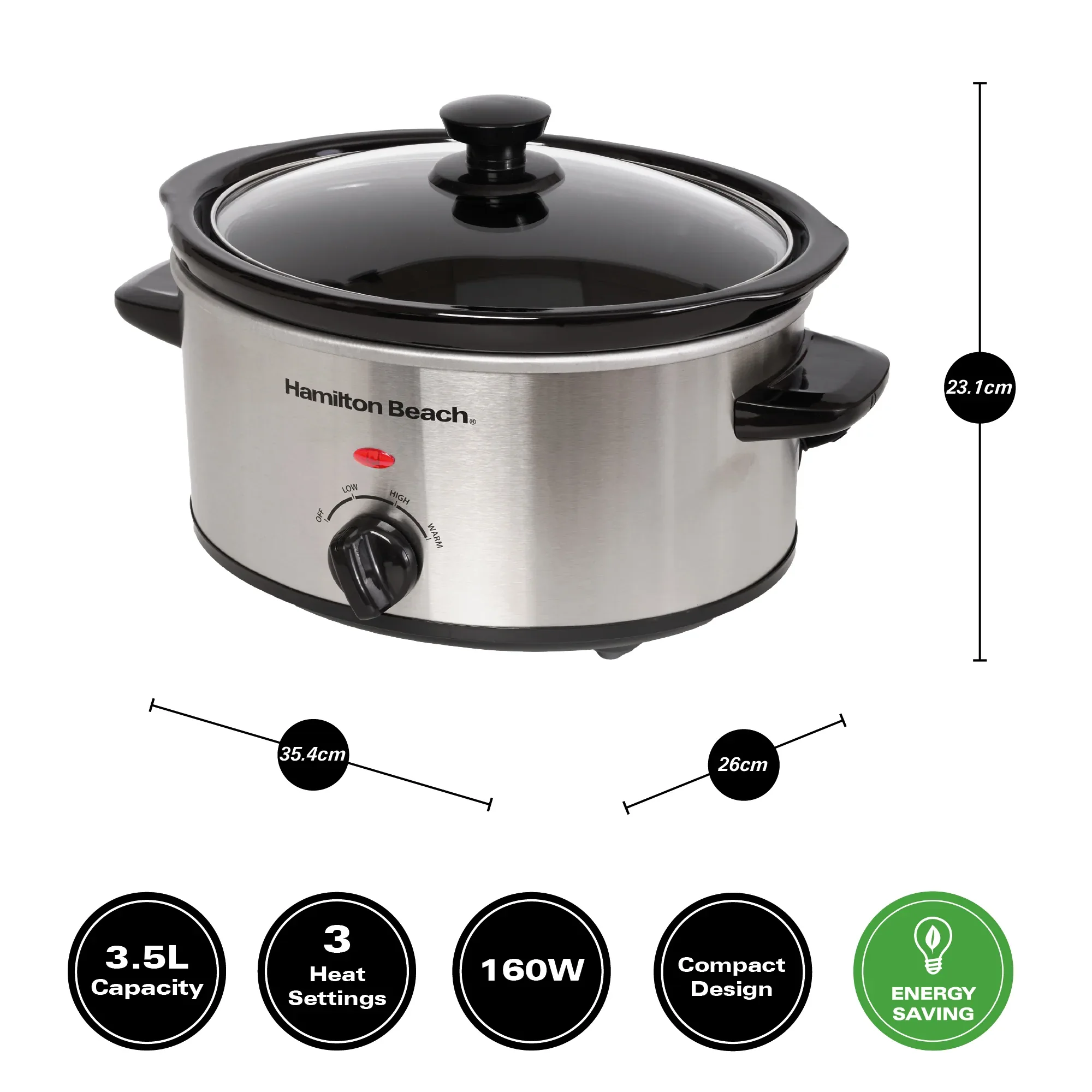 Hamilton Beach The Comfort Cook 3.5L Slow Cooker - Stainless Steel - Image 4