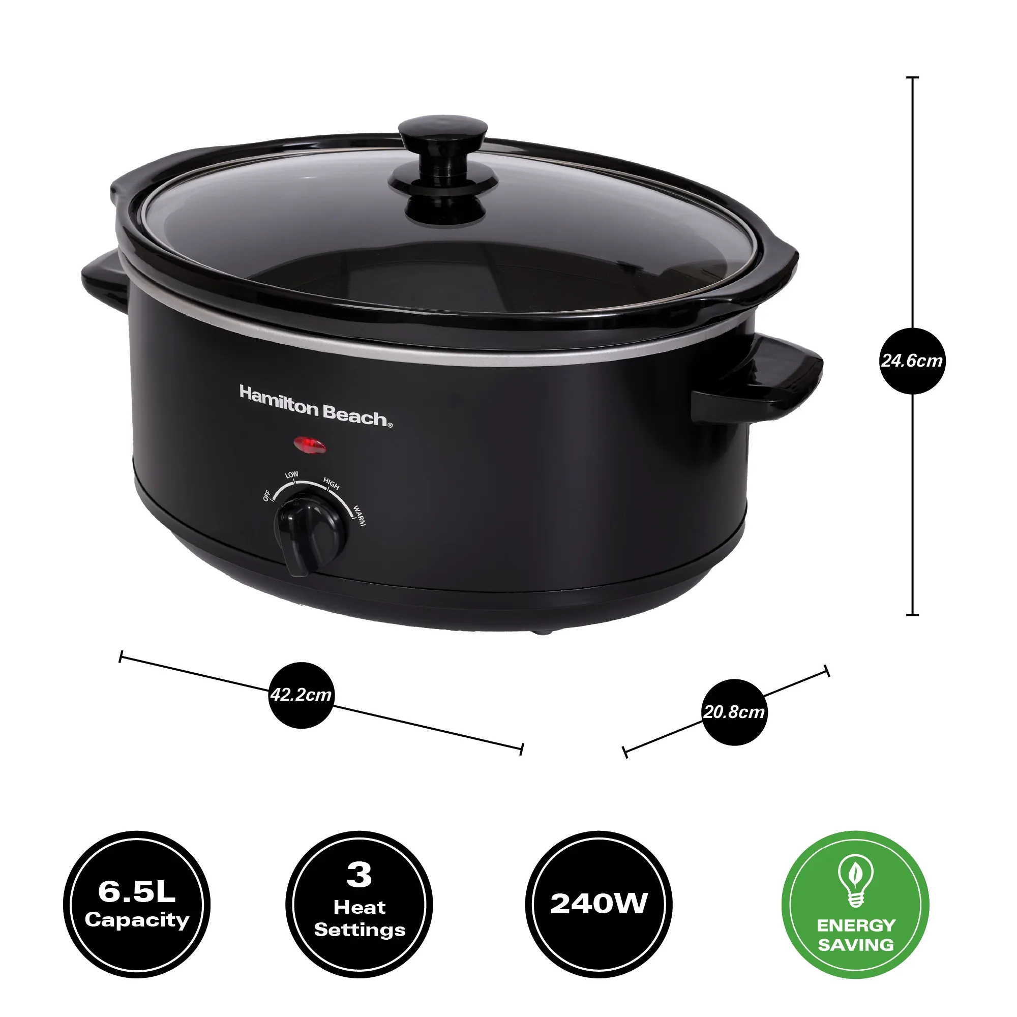 Hamilton Beach 'The Family Favourite' 6.5L Slow Cooker - Black - Image 4