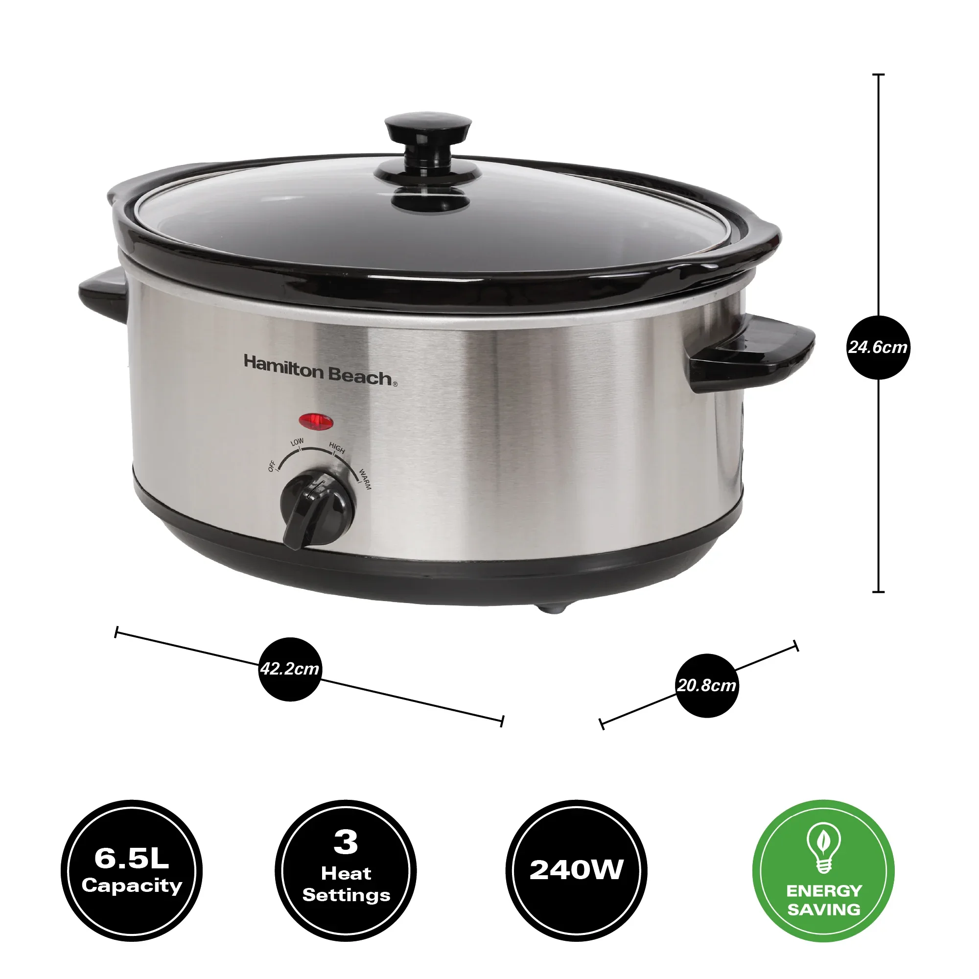 Hamilton Beach The Family Favourite 6.5L Slow Cooker - Silver - Image 4