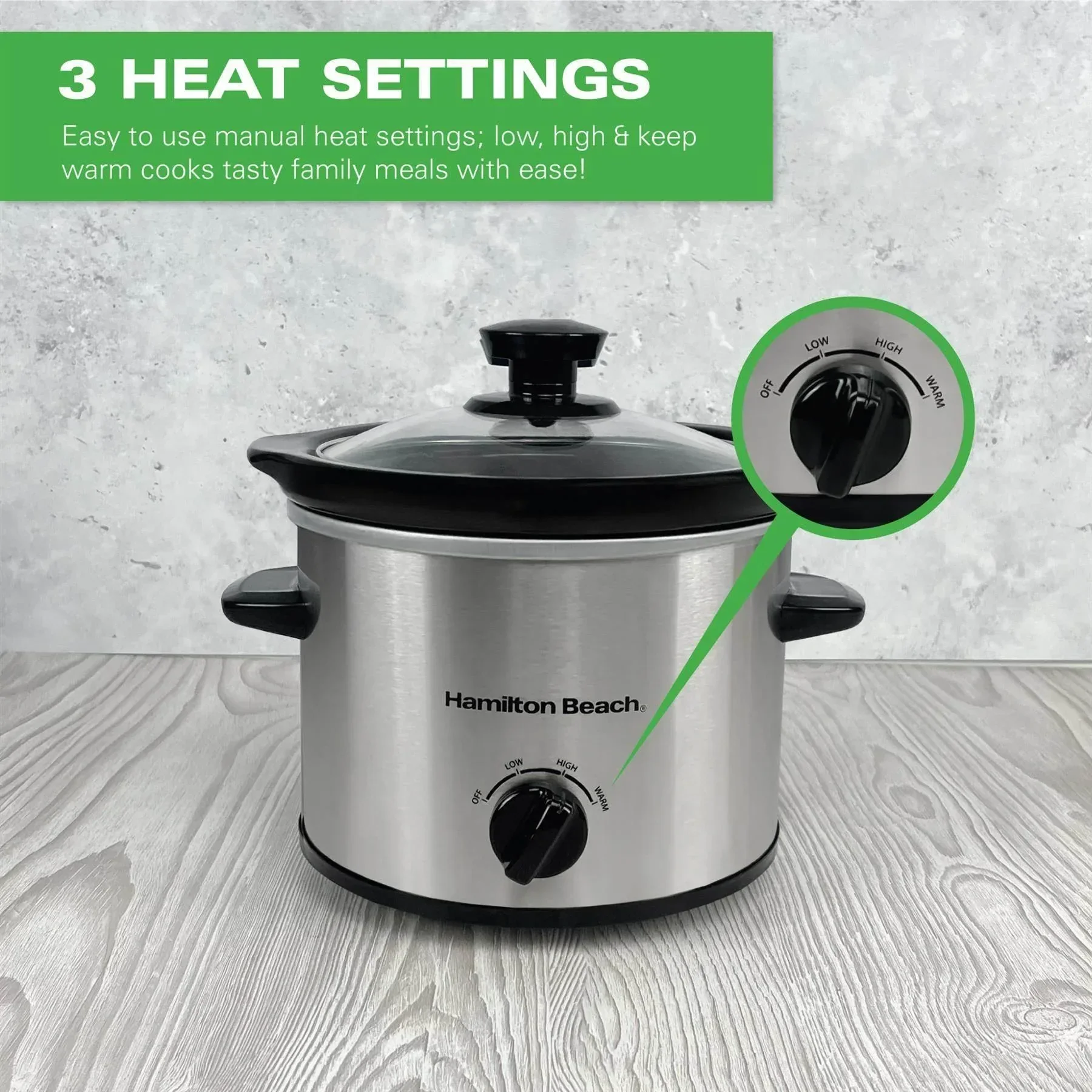 Hamilton Beach The Mighty Mini 1.8L Slow Cooker - Silver - Image 5