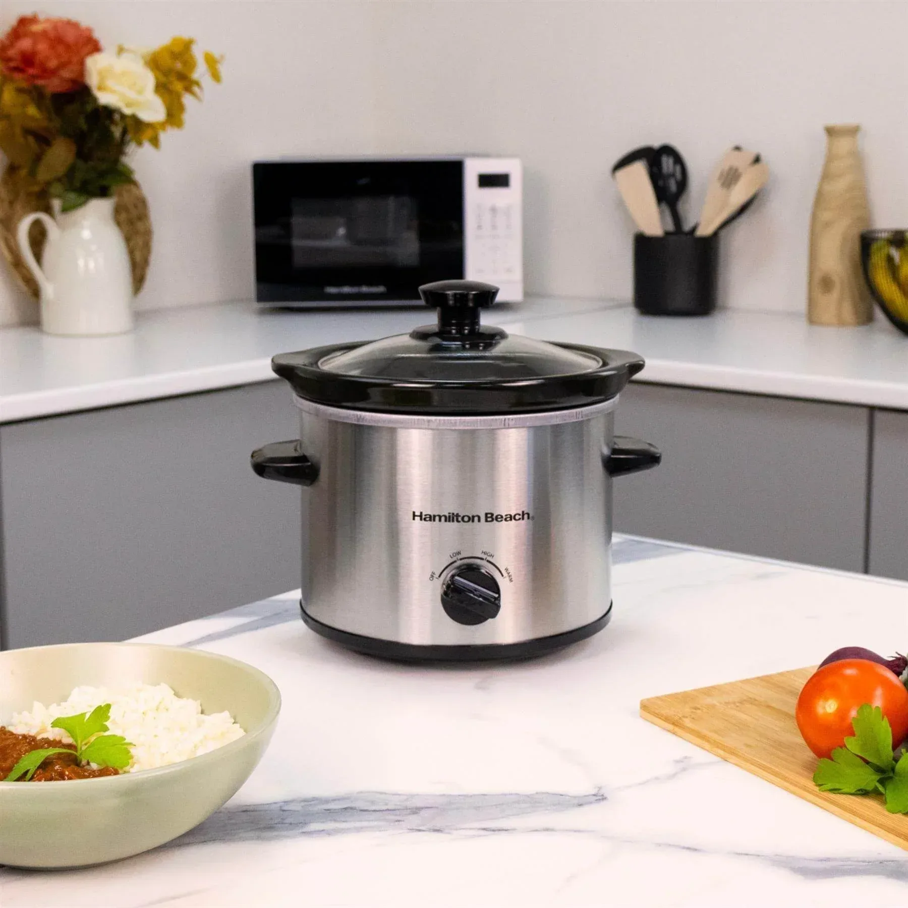 Hamilton Beach The Mighty Mini 1.8L Slow Cooker - Silver - Image 7