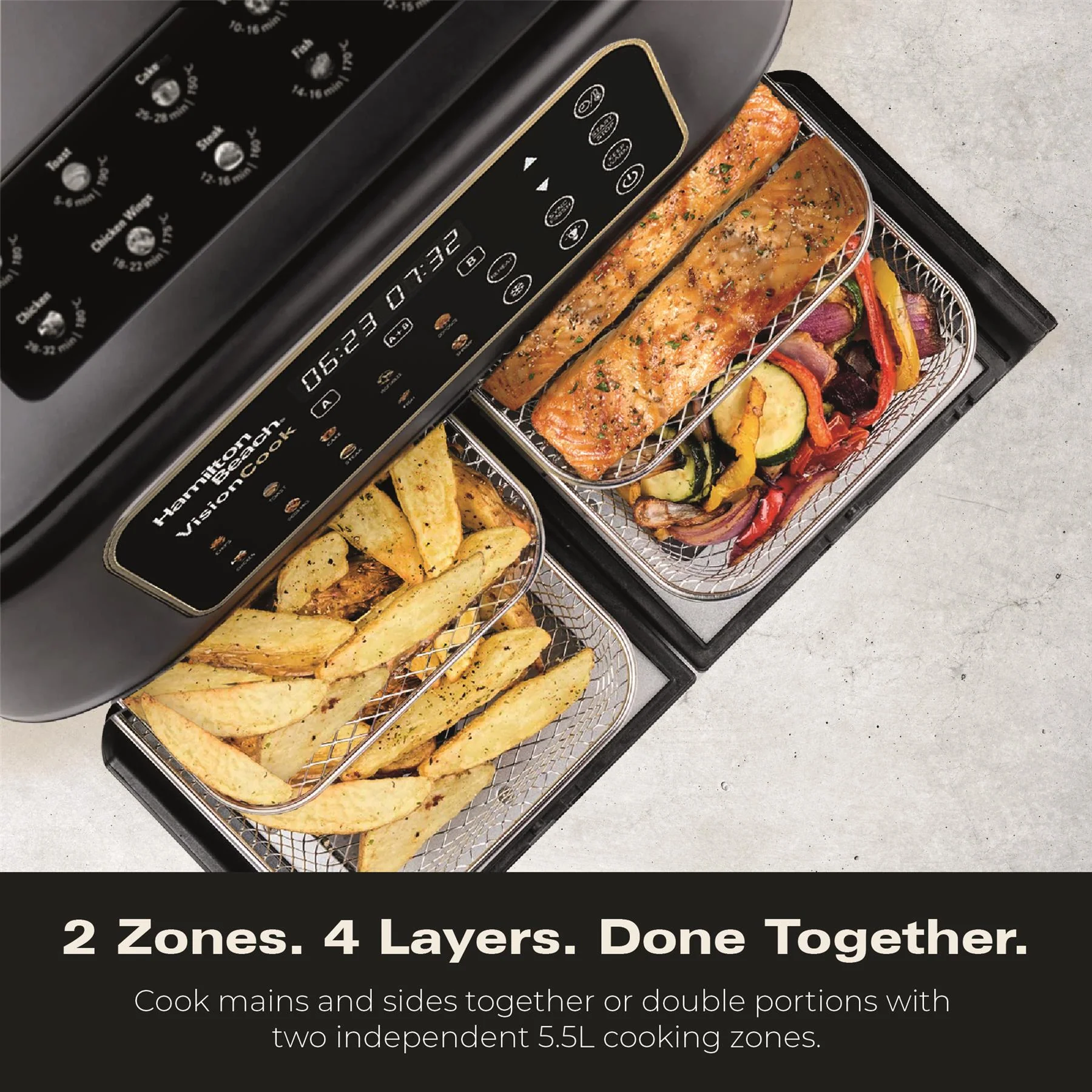 Hamilton Beach VisionCook 11L Dual Air Fryer Oven - Black & Brass - Image 4