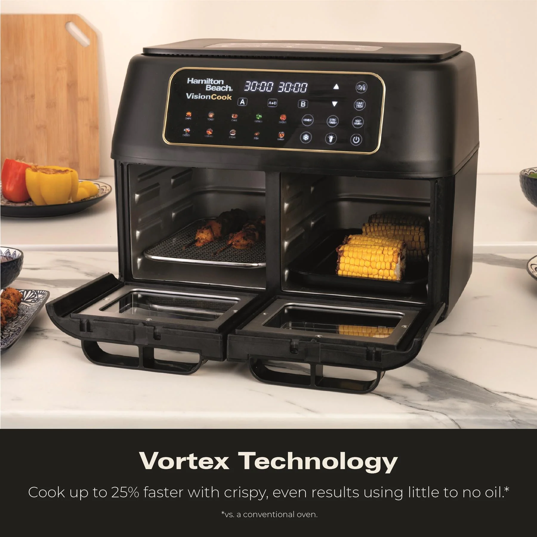 Hamilton Beach VisionCook 11L Dual Air Fryer Oven - Black & Brass - Image 5