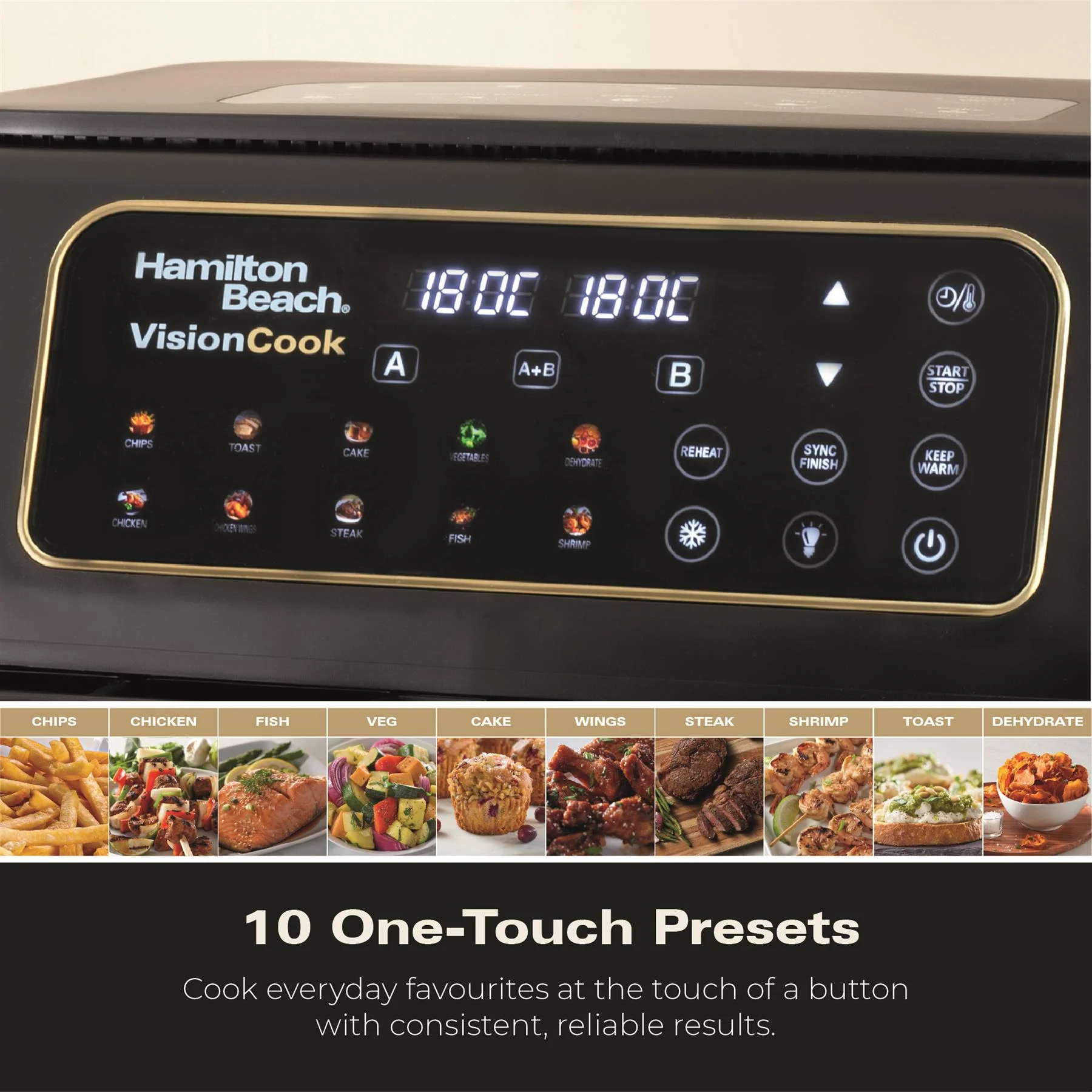 Hamilton Beach VisionCook 11L Dual Air Fryer Oven - Black & Brass - Image 9