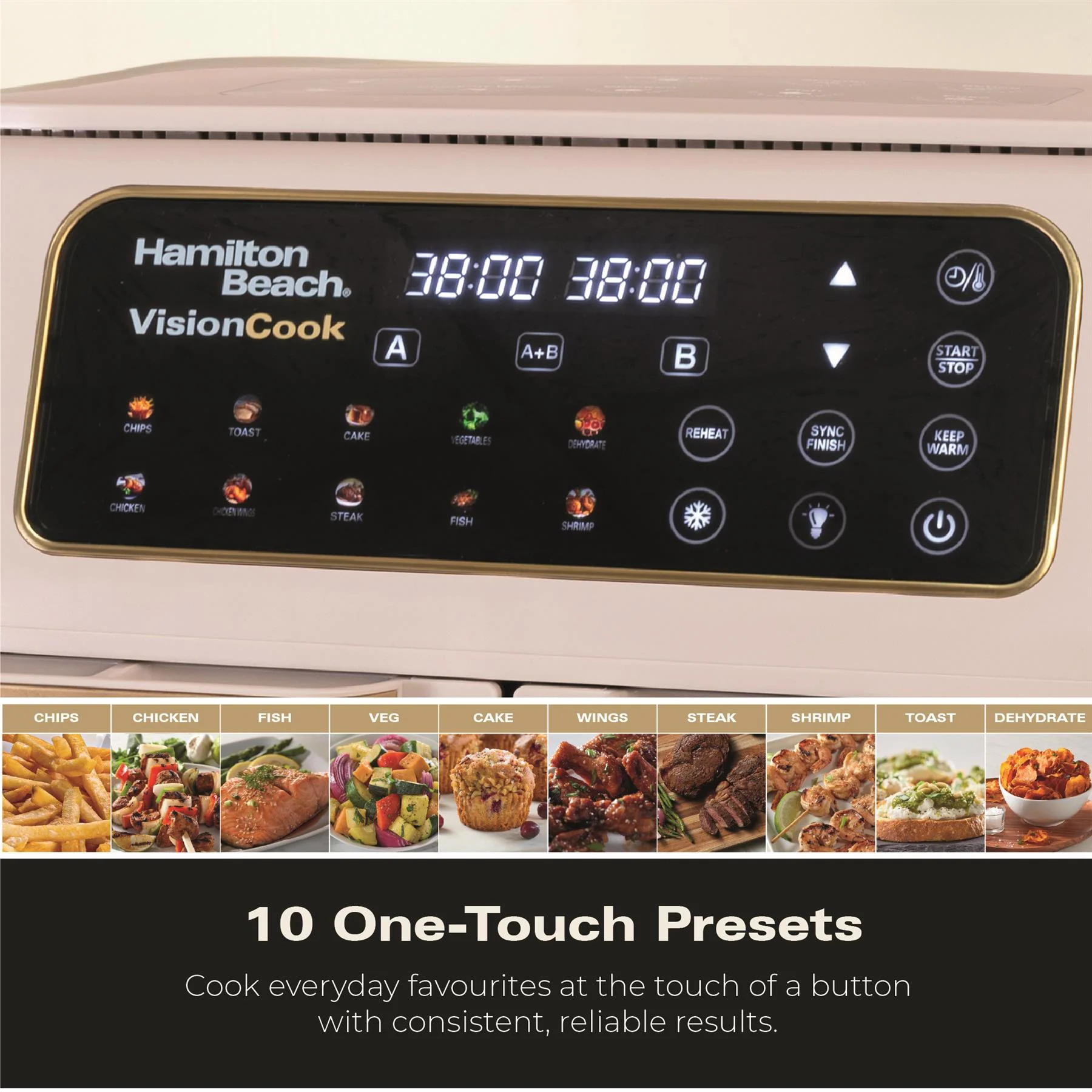 Hamilton Beach VisionCook 11L Dual Air Fryer Oven - Stone & Brass - Image 9
